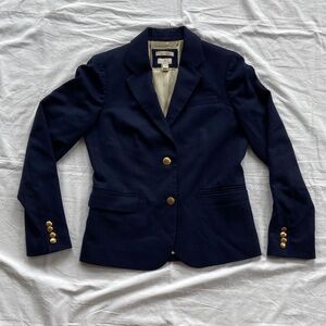 J. Crew Schoolboy Wool Blend Blazer with Gold Accents Womens Size 4 Navy